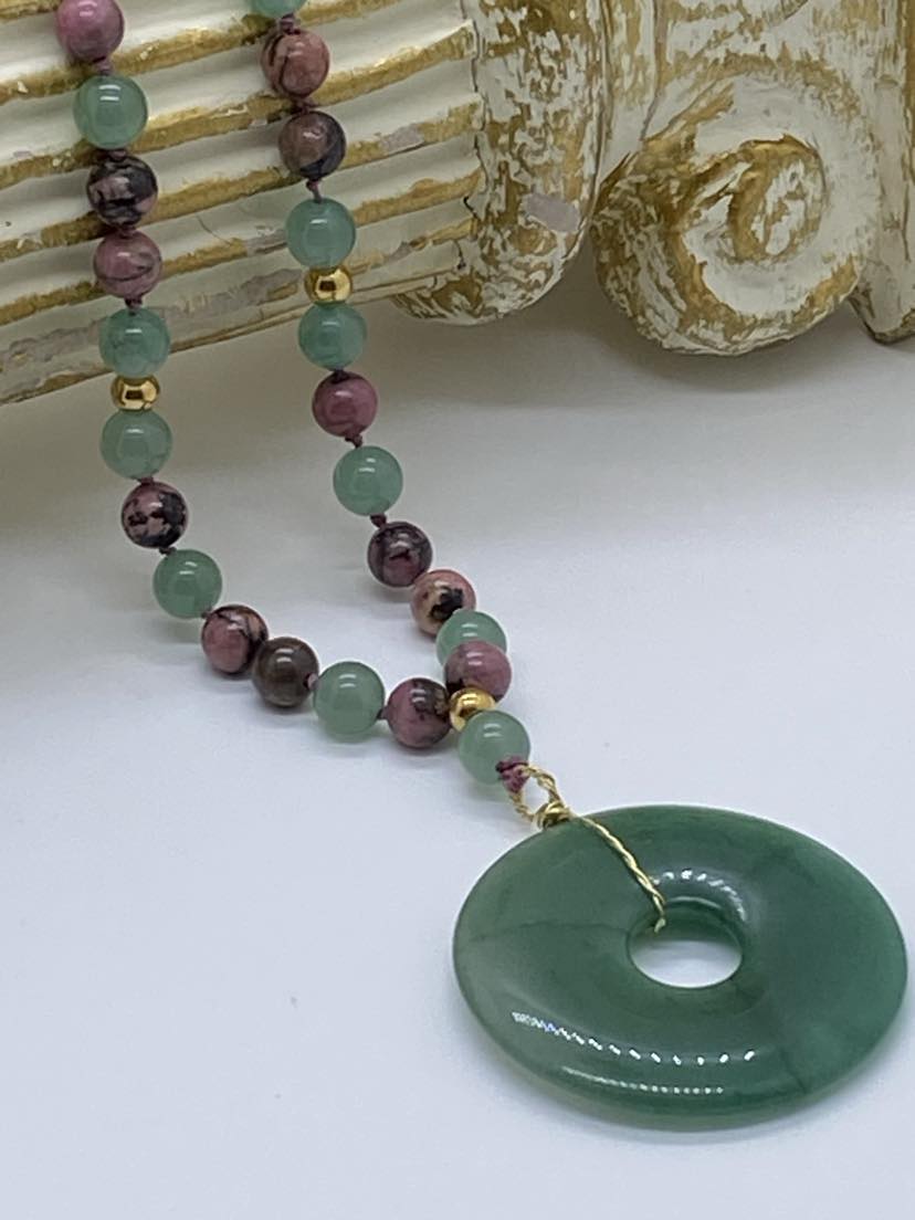 Sautoir Aventurine/Rhodonite