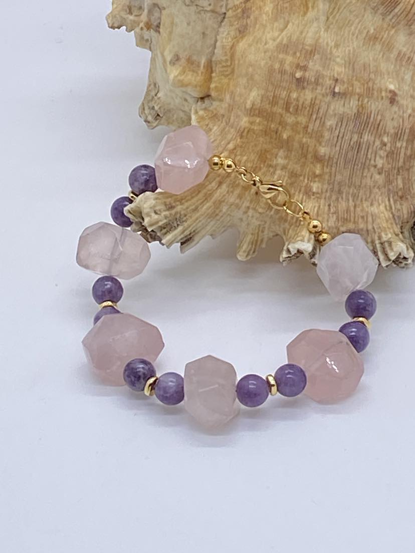 Bracelet Quartz Rose/Lépidolite