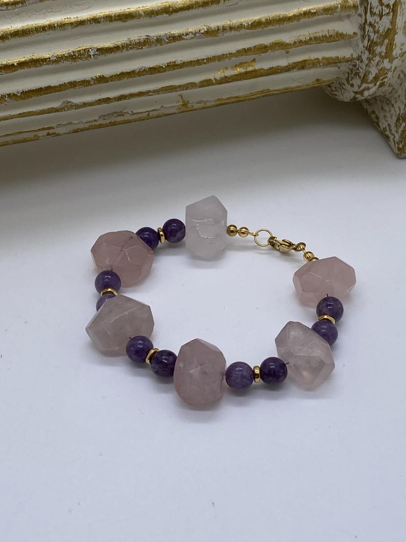 Bracelet Quartz Rose/Lépidolite