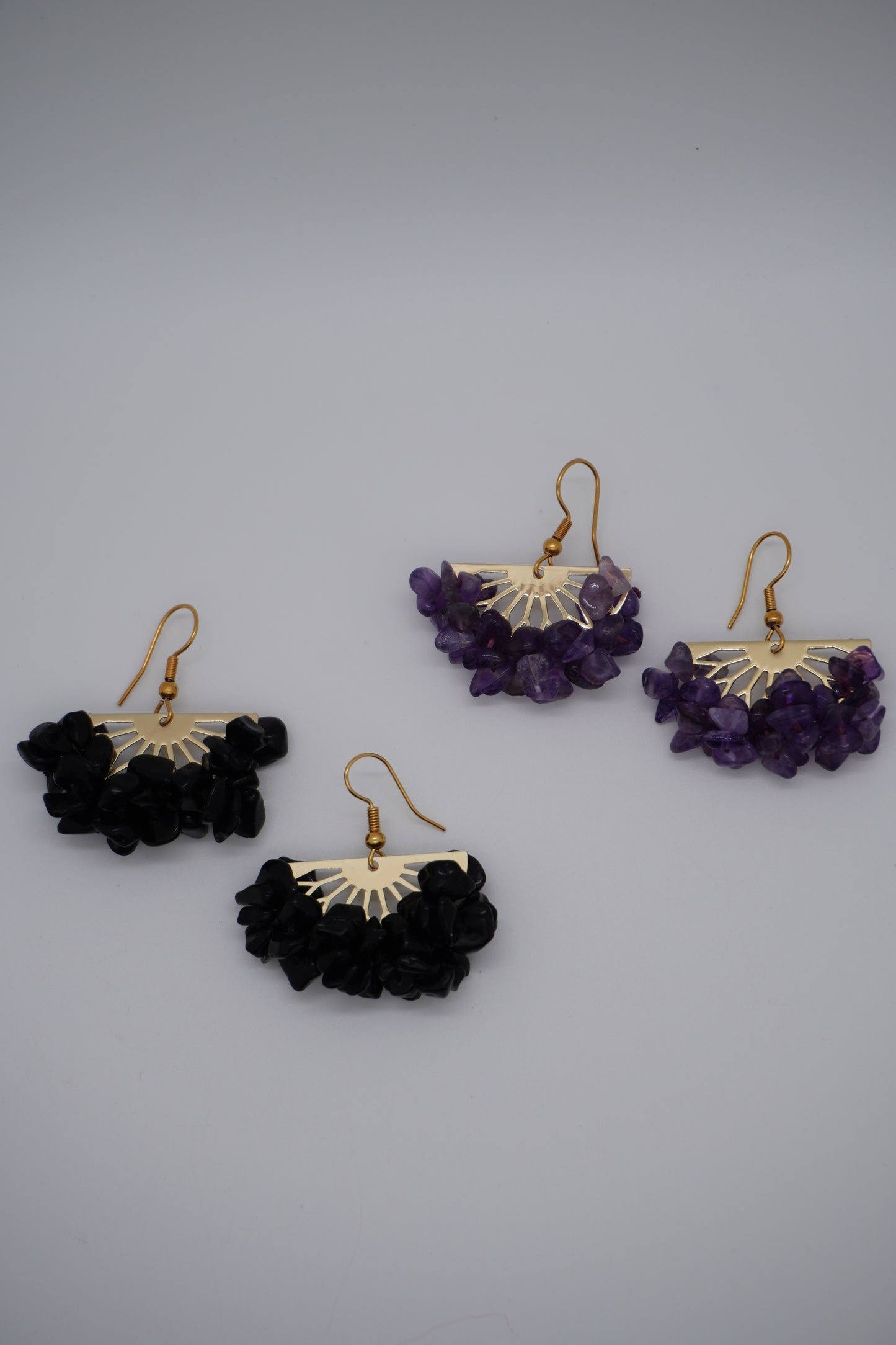 Boucles d'oreilles Améthyste / Tourmaline